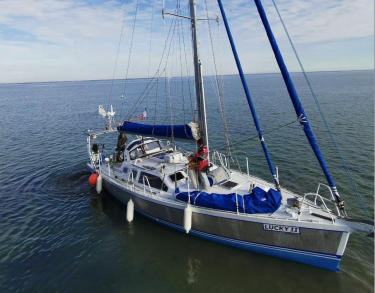 Sailing yacht "Lucky II" on calm waters, Custom Patago 40, 2019 model.