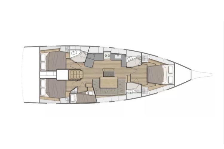 Manufacturer Provided Image: Layout of Beneteau Oceanis 46.1 yacht, year 2025.