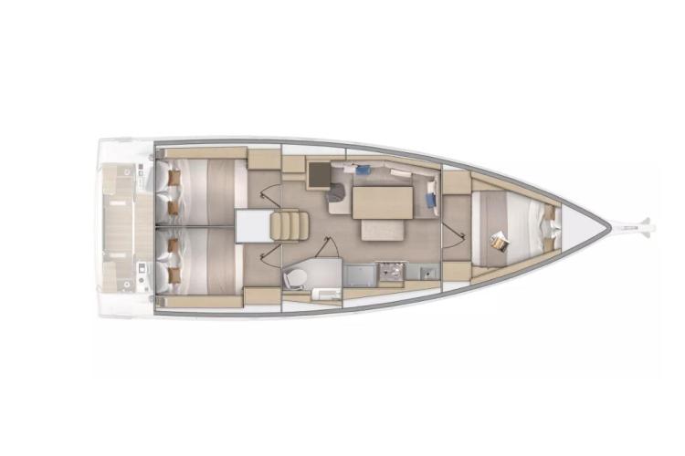 Manufacturer Provided Image: Floor plan of 2026 Beneteau Oceanis 37.1 sailboat, showcasing interior layout and design.