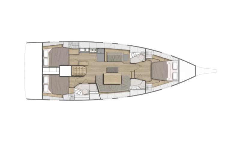 Manufacturer Provided Image: Layout of Beneteau Oceanis 46.1 yacht, year 2025.