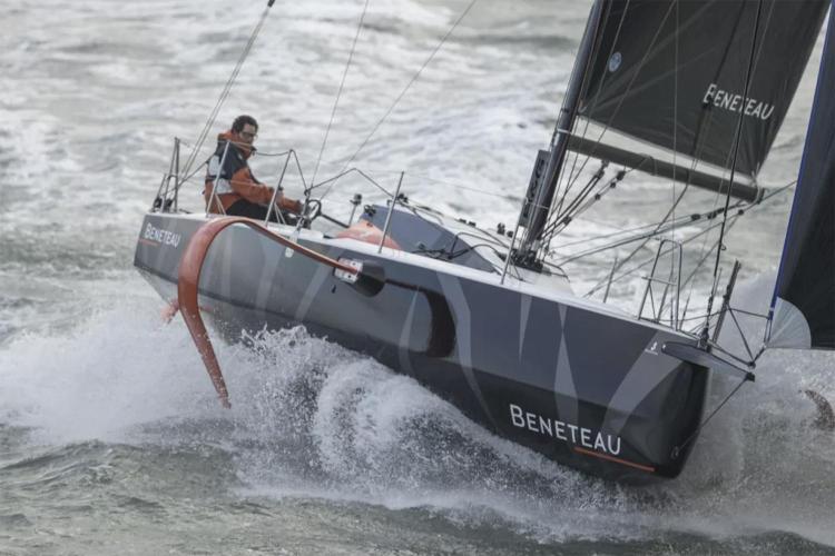 Manufacturer Provided Image: 2026 Beneteau Figaro 3 sailing in rough waters, showcasing sleek design and performance.