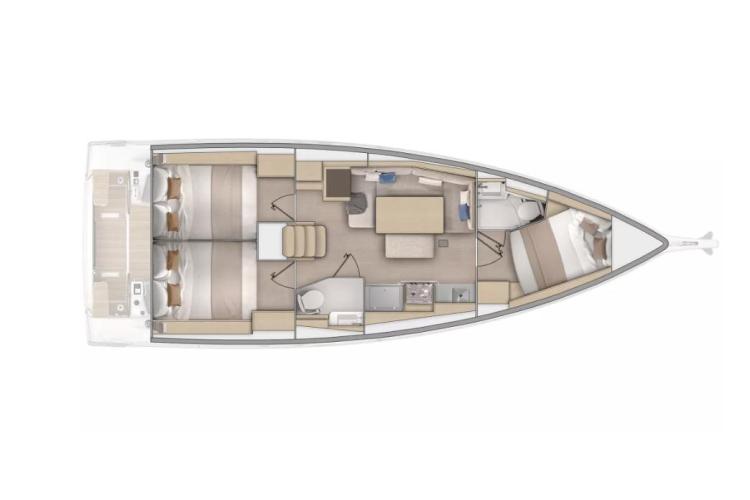Manufacturer Provided Image: Floor plan of 2026 Beneteau Oceanis 37.1 sailboat, showcasing interior layout and design.