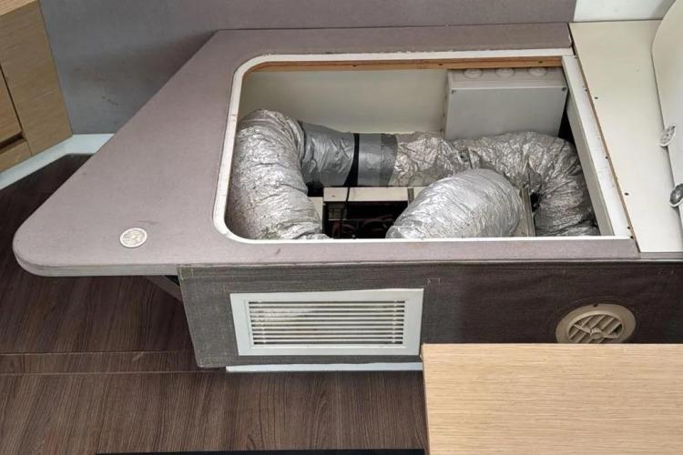 Interior view of 2017 Fountaine Pajot SABA 50 yacht showing ventilation system.