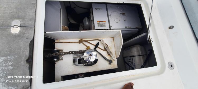 Anchor compartment of 2017 Fountaine Pajot SABA 50 yacht with equipment.