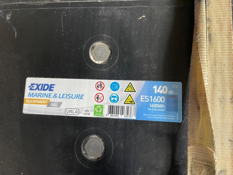 Exide Marine & Leisure battery, 140Ah, 12V, model ES1600, on Fountaine Pajot Bahia 46.