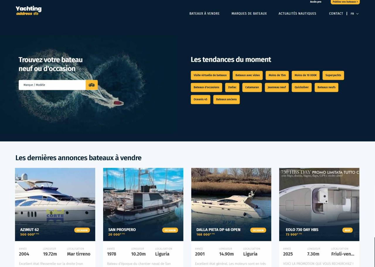 Yachting Address : la plateforme essentielle pour vendre et acheter un bateau